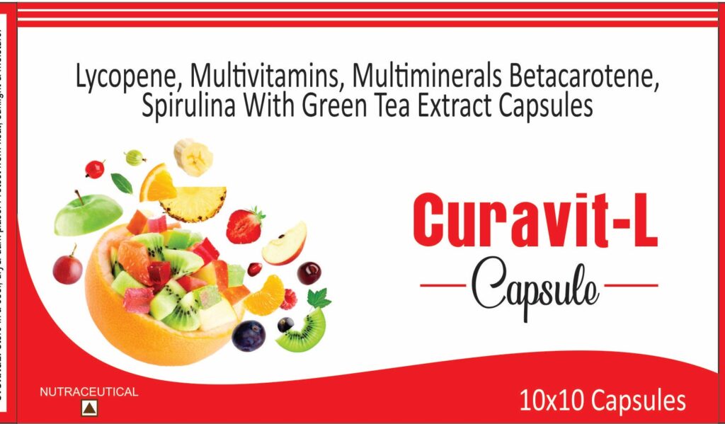 Cap Curavit-L (Lycopene+Antioxidants+Multiminerals+Multivitamins +Betacarotene+Spirulina with green tea extract)